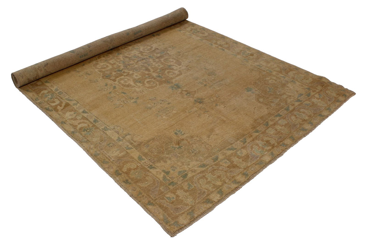 5x8 Green and Brown Turkish Tribal Rug