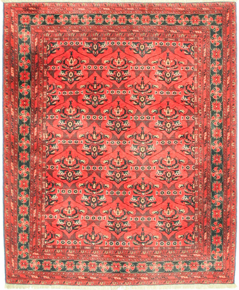 5x6 Red and Black Turkish Tribal Rug