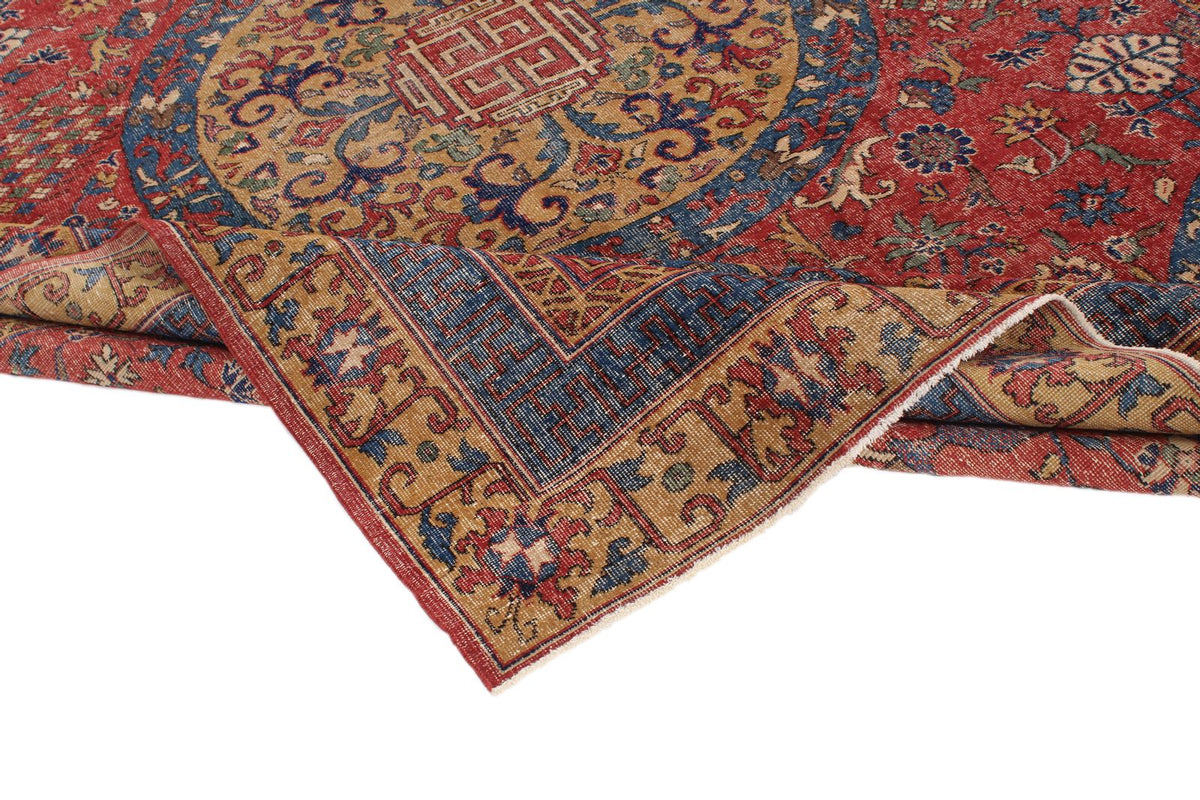 8x12 Red and Ivory Turkish Tribal Rug