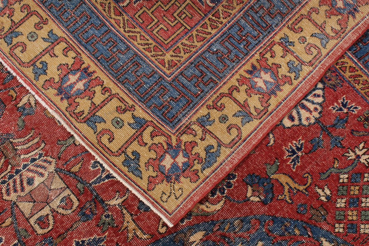 8x12 Red and Ivory Turkish Tribal Rug