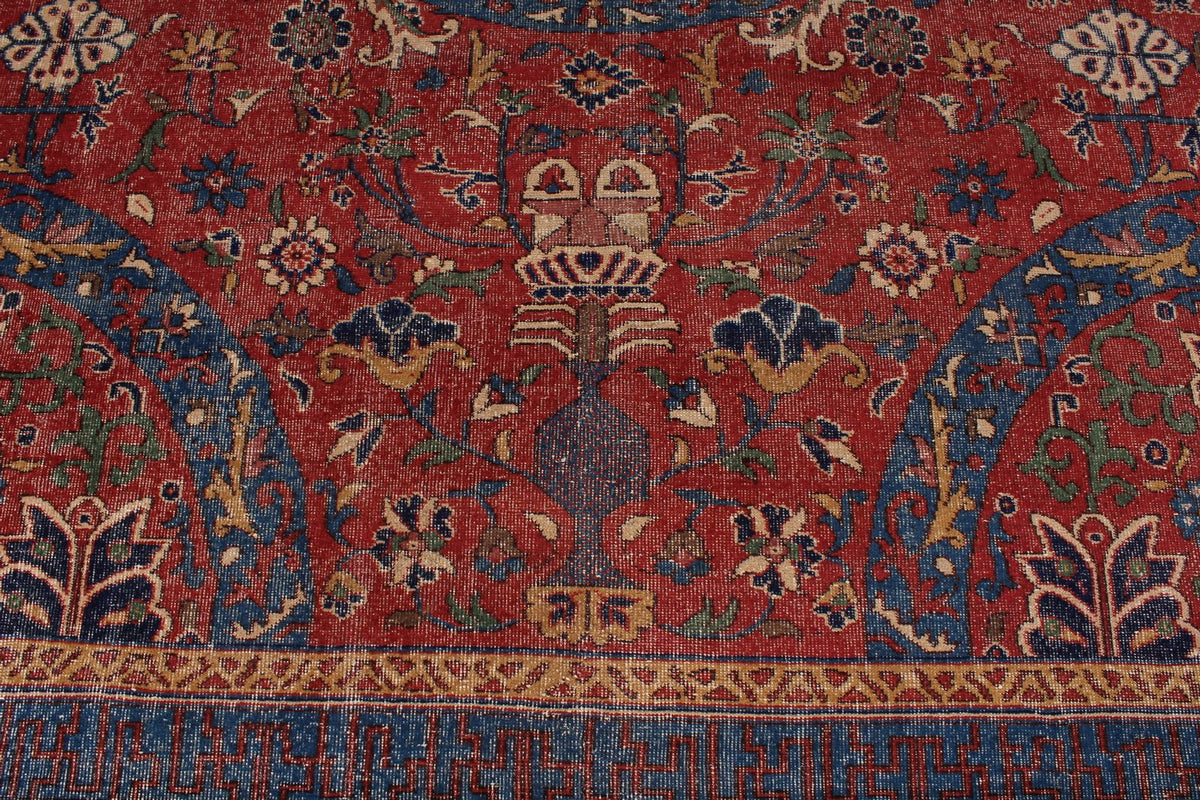 8x12 Red and Ivory Turkish Tribal Rug