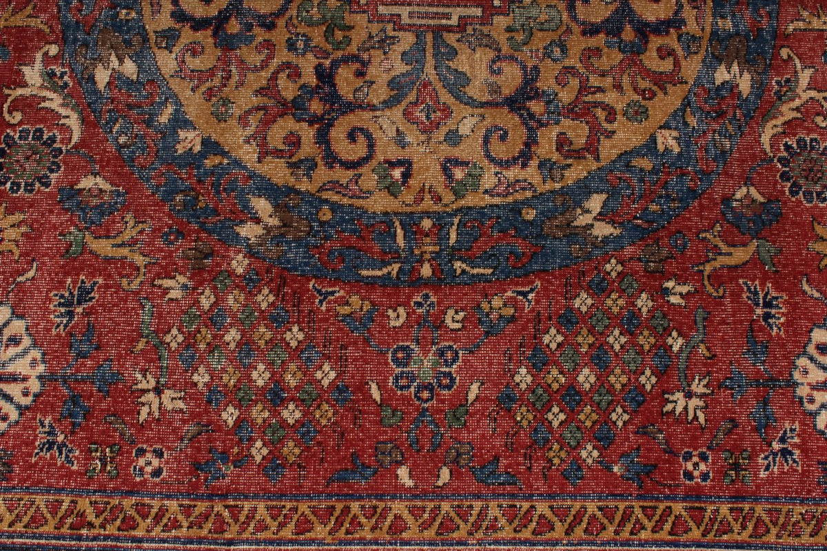 8x12 Red and Ivory Turkish Tribal Rug