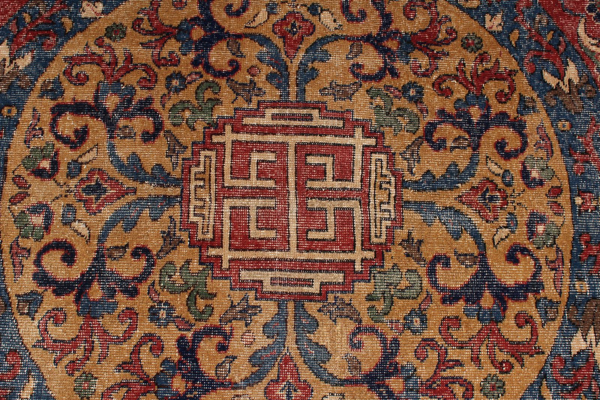 8x12 Red and Ivory Turkish Tribal Rug