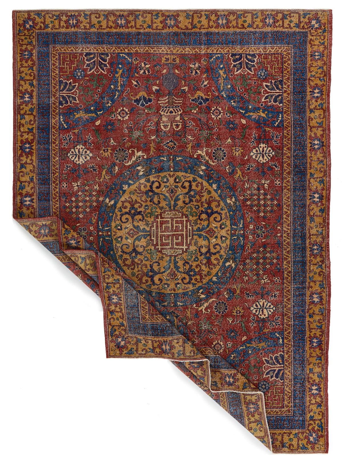 8x12 Red and Ivory Turkish Tribal Rug