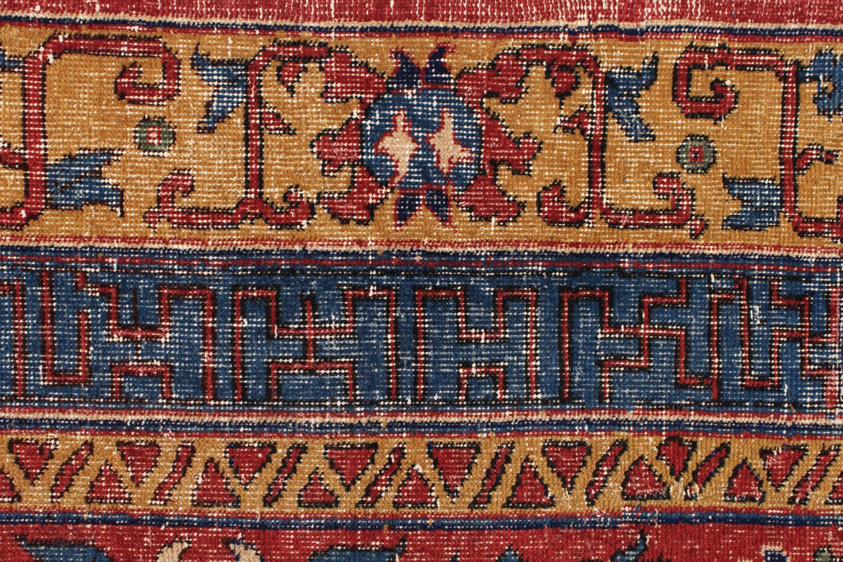 8x12 Red and Ivory Turkish Tribal Rug