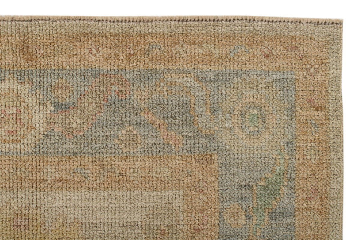 3x5 Ivory and Light Blue Turkish Oushak Rug