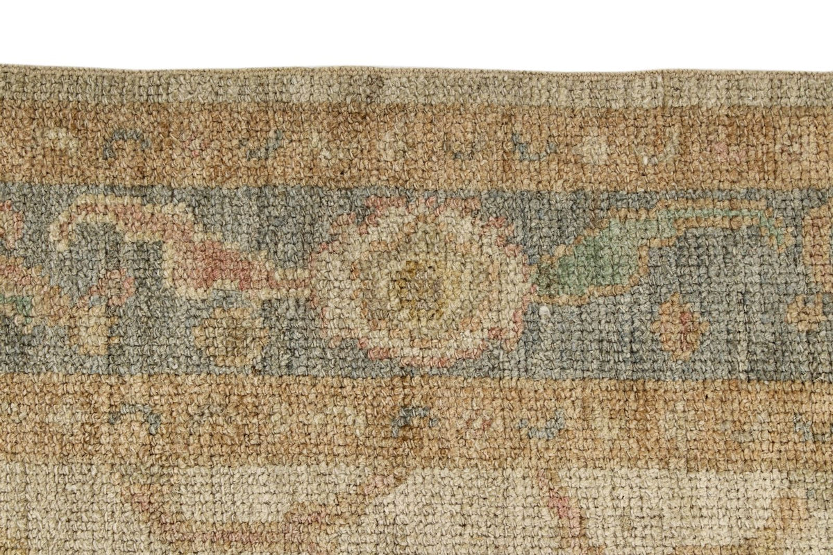 3x5 Ivory and Light Blue Turkish Oushak Rug