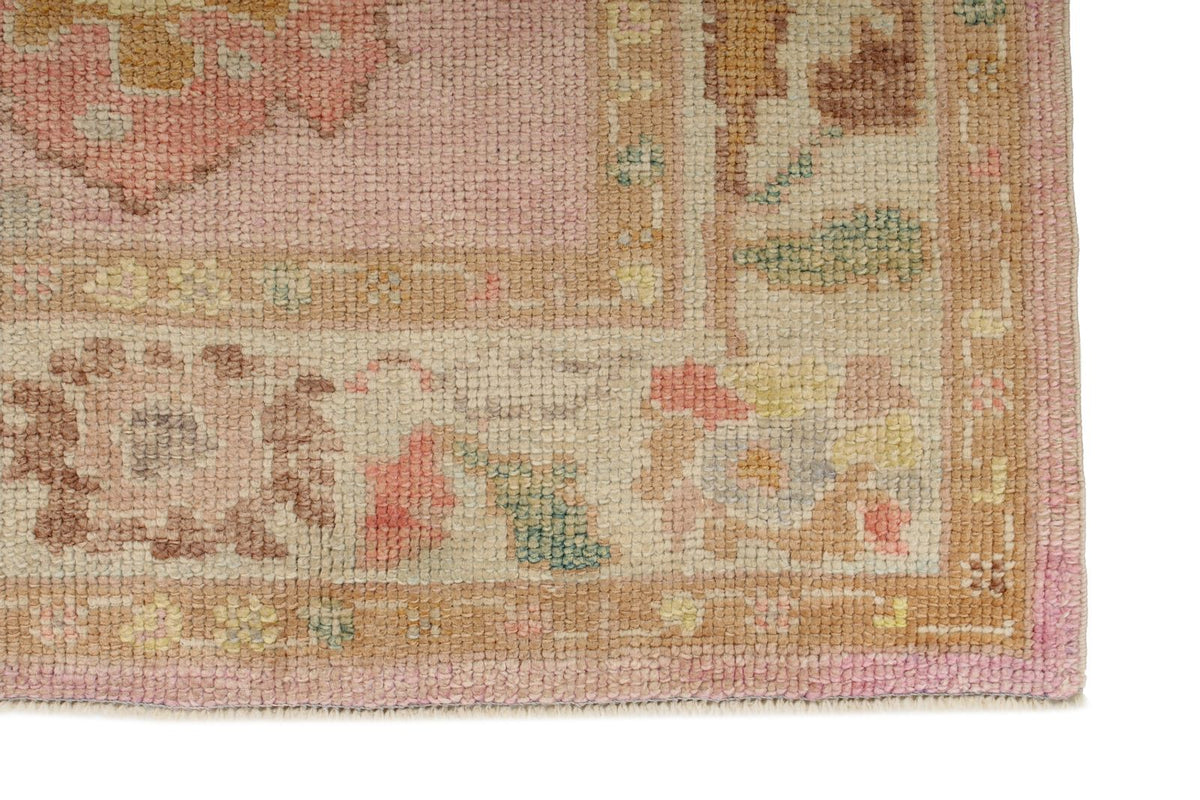 3x7 Pink and Ivory Turkish Oushak Runner