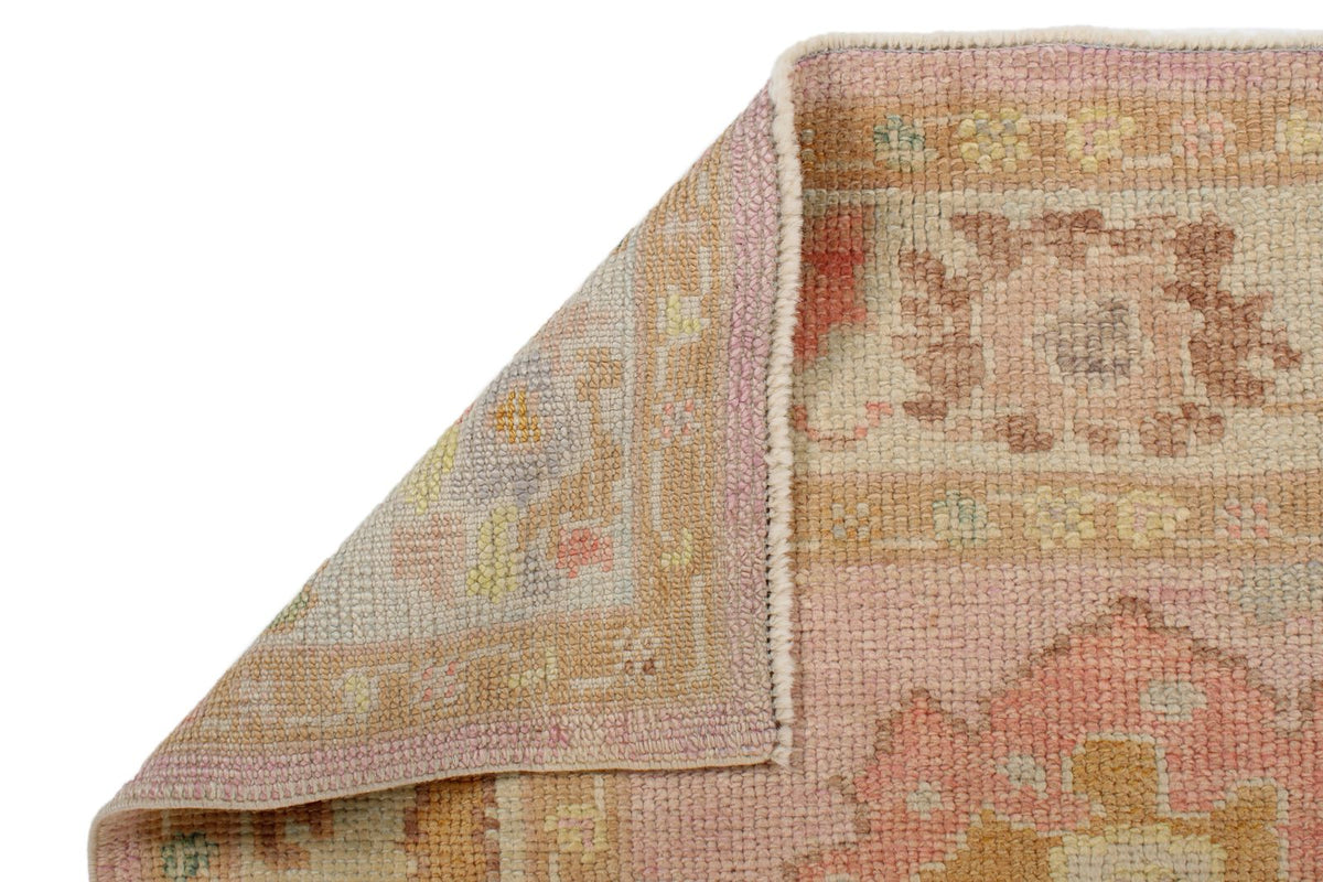 3x7 Pink and Ivory Turkish Oushak Runner