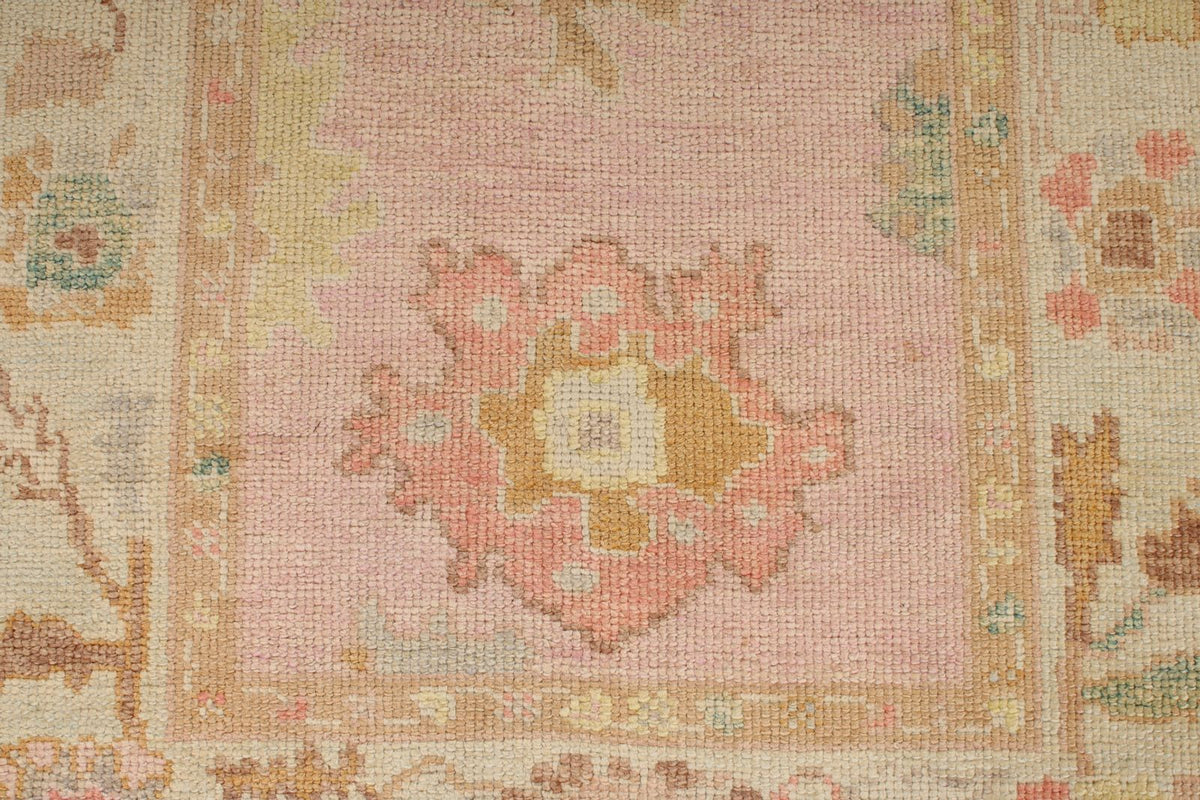 3x7 Pink and Ivory Turkish Oushak Runner