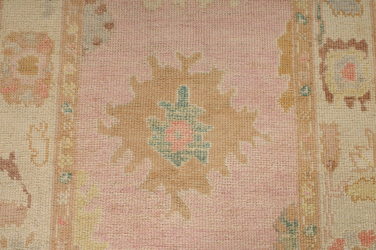 3x7 Pink and Ivory Turkish Oushak Runner