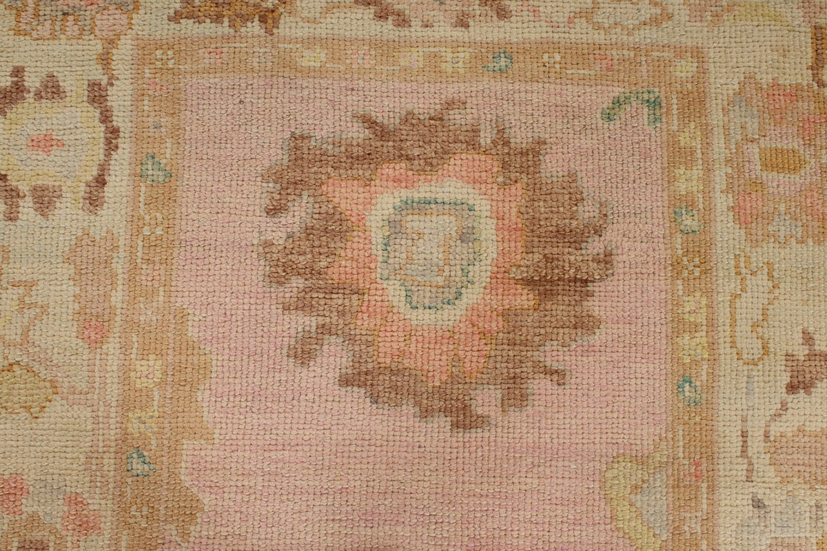 3x7 Pink and Ivory Turkish Oushak Runner