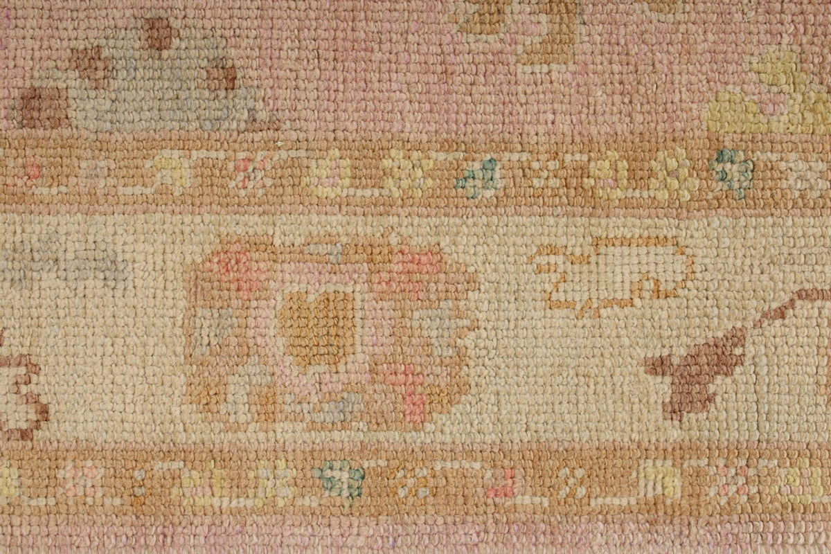 3x7 Pink and Ivory Turkish Oushak Runner