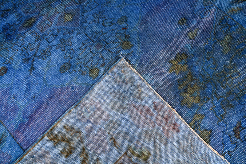 5x7 Blue and Black Turkish Overdyed Rug