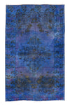 5x7 Blue and Black Turkish Overdyed Rug