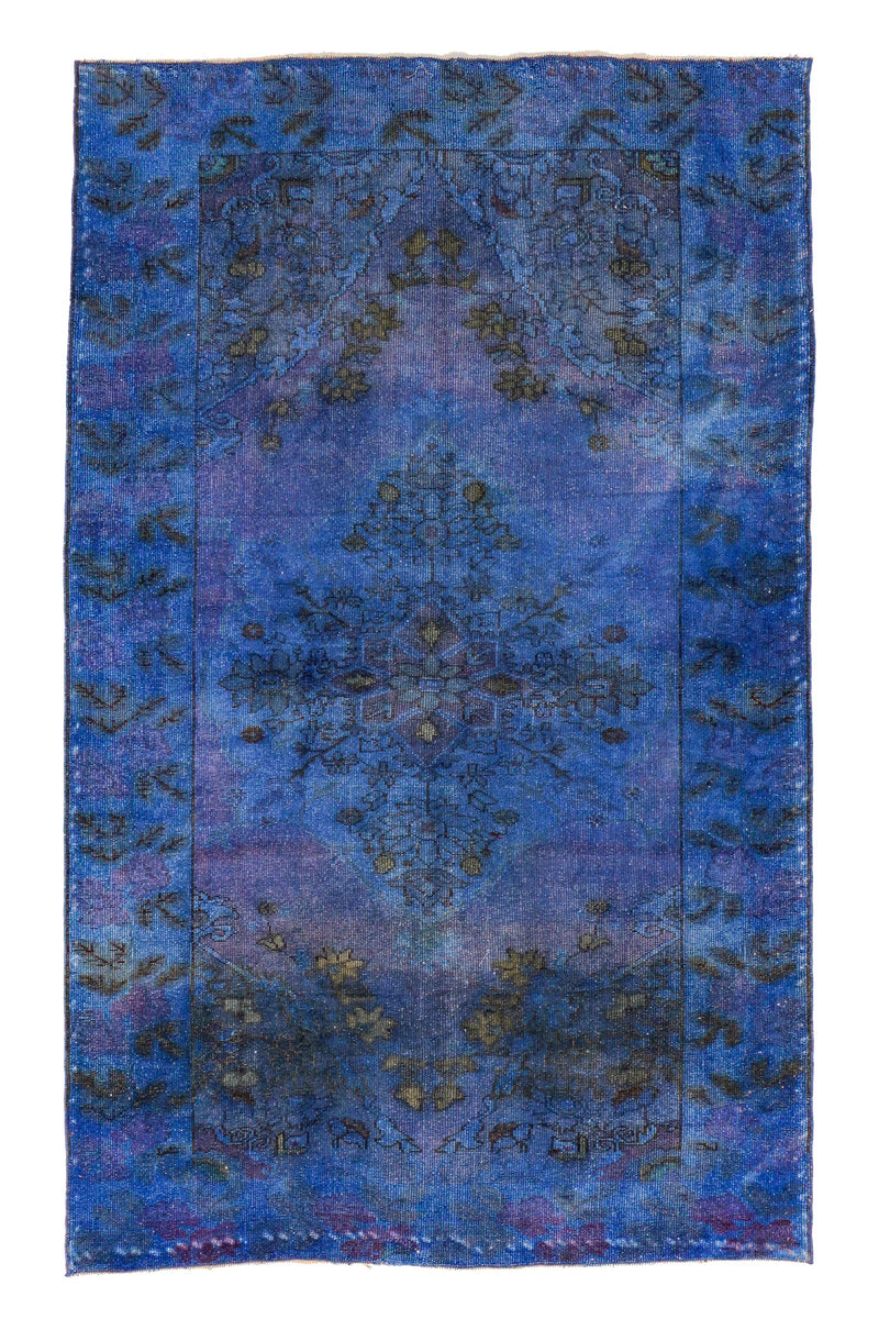 5x7 Blue and Black Turkish Overdyed Rug