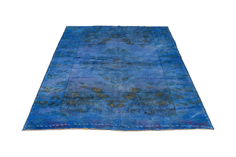 5x7 Blue and Black Turkish Overdyed Rug