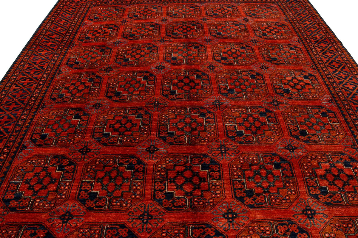 9x12 Red and Navy Turkish Tribal Rug