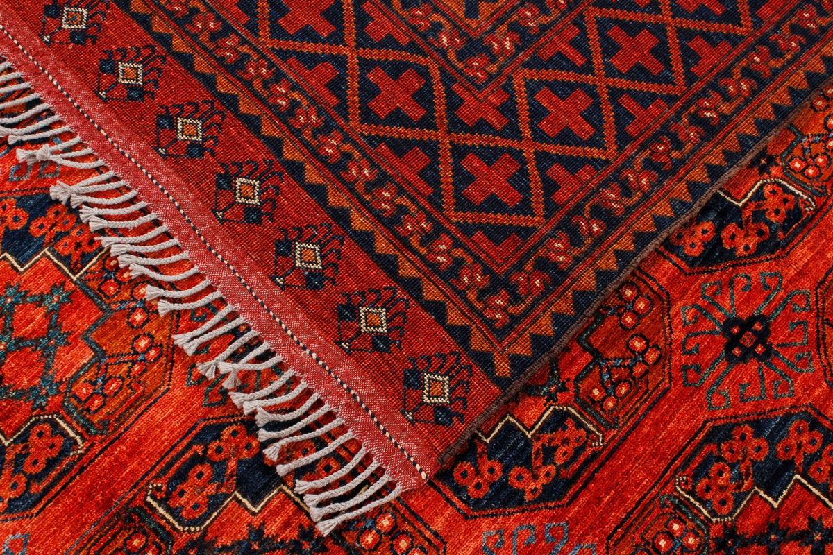 9x12 Red and Navy Turkish Tribal Rug