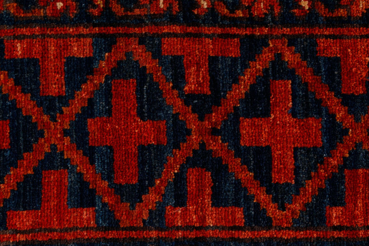 9x12 Red and Navy Turkish Tribal Rug