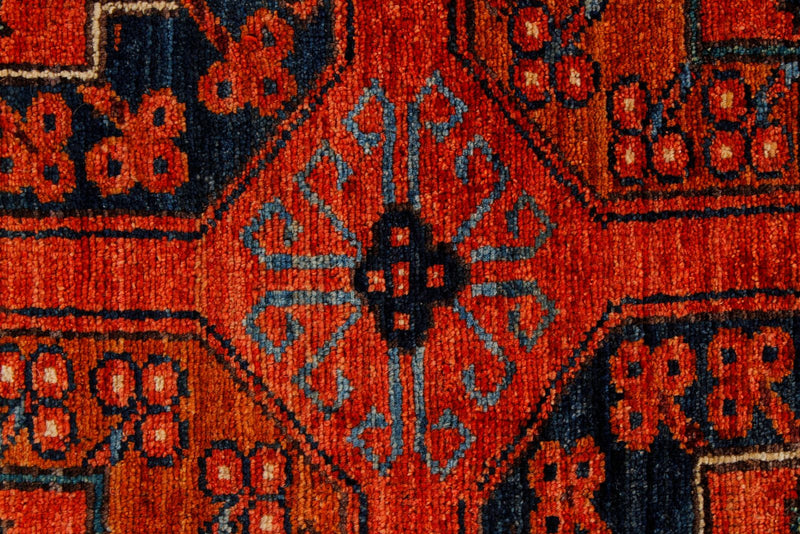 9x12 Red and Navy Turkish Tribal Rug