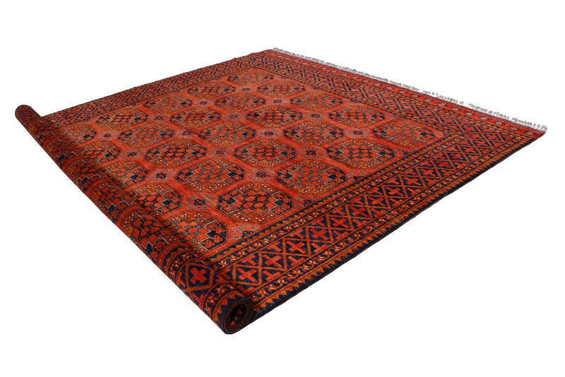 9x12 Red and Navy Turkish Tribal Rug