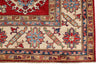 8x9 Red and Ivory Kazak Tribal Rug