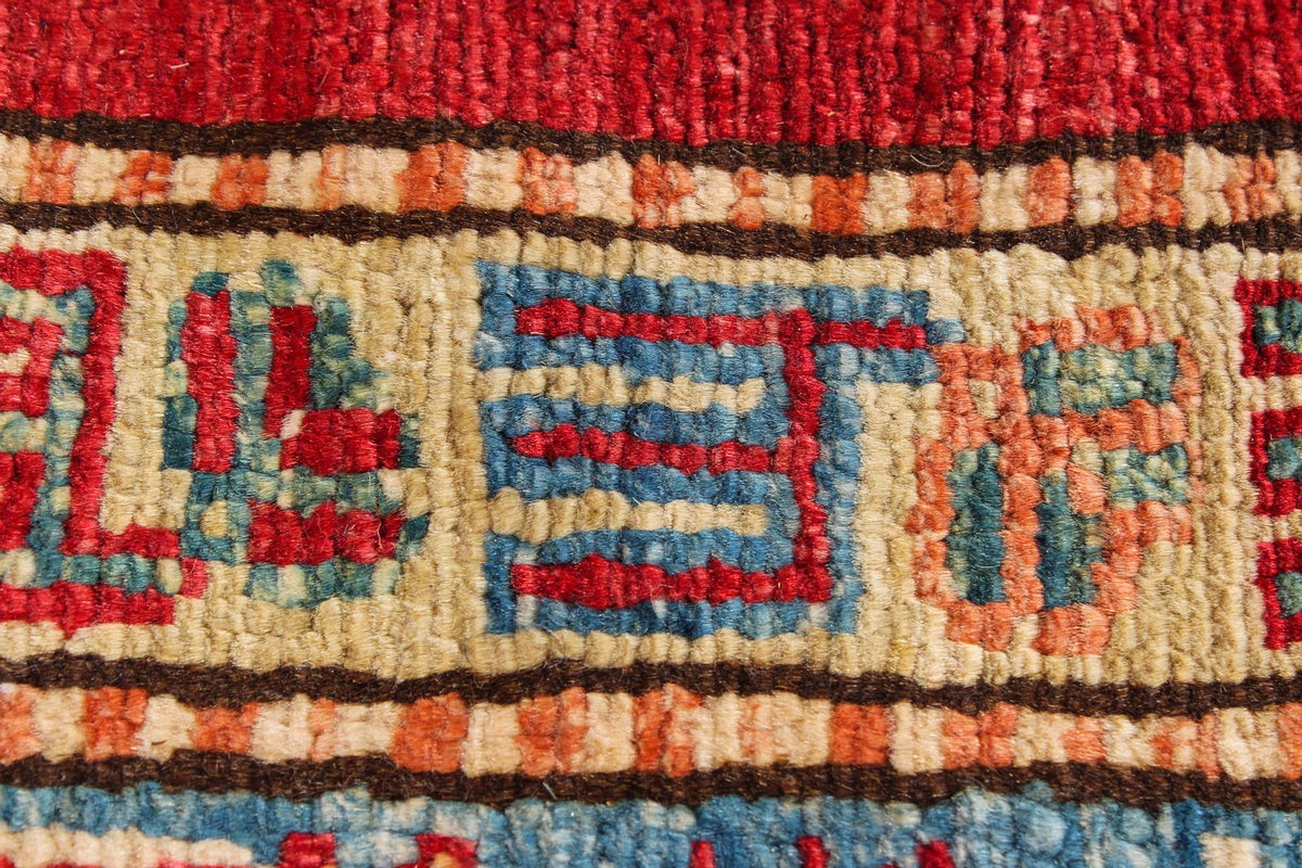 8x9 Red and Ivory Kazak Tribal Rug