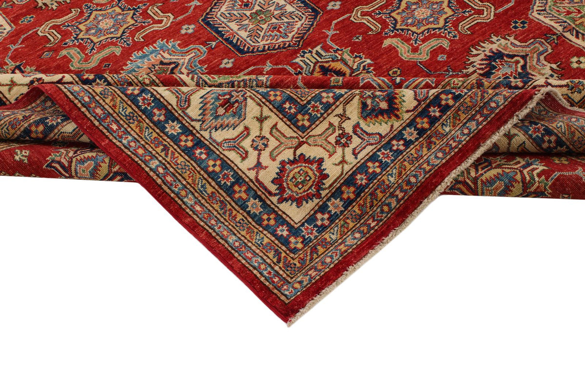 8x9 Red and Ivory Kazak Tribal Rug