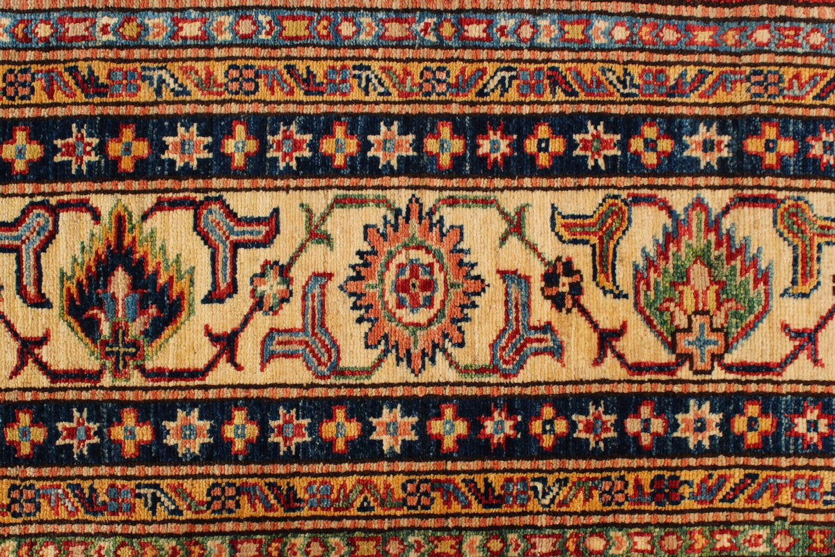8x9 Red and Ivory Kazak Tribal Rug