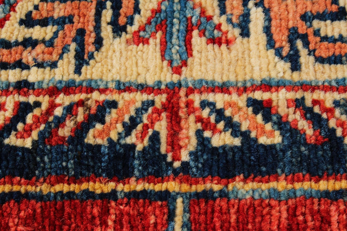 8x9 Red and Ivory Kazak Tribal Rug
