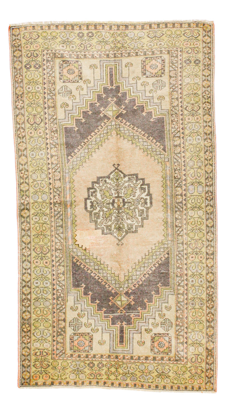 4x7 Blue and Gold Turkish Tribal Rug