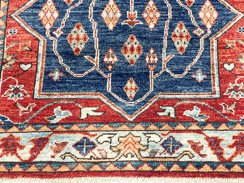 3x5 Red and Blue Anatolian Traditional Rug