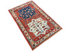 3x5 Red and Blue Anatolian Traditional Rug