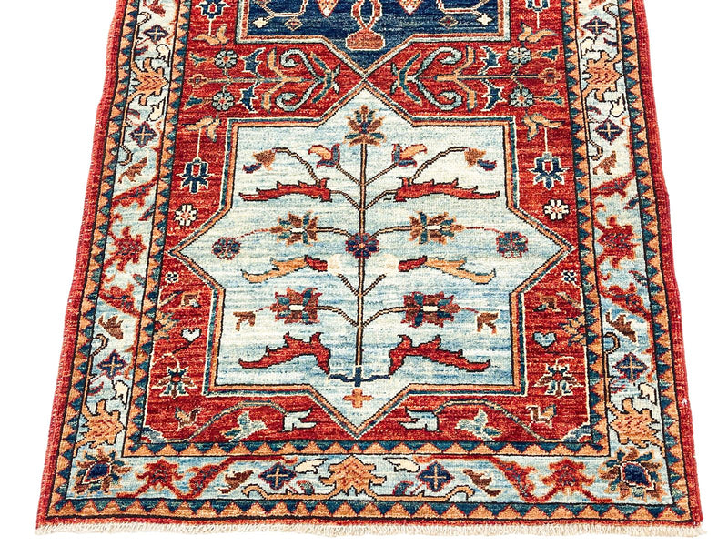 3x5 Red and Blue Anatolian Traditional Rug