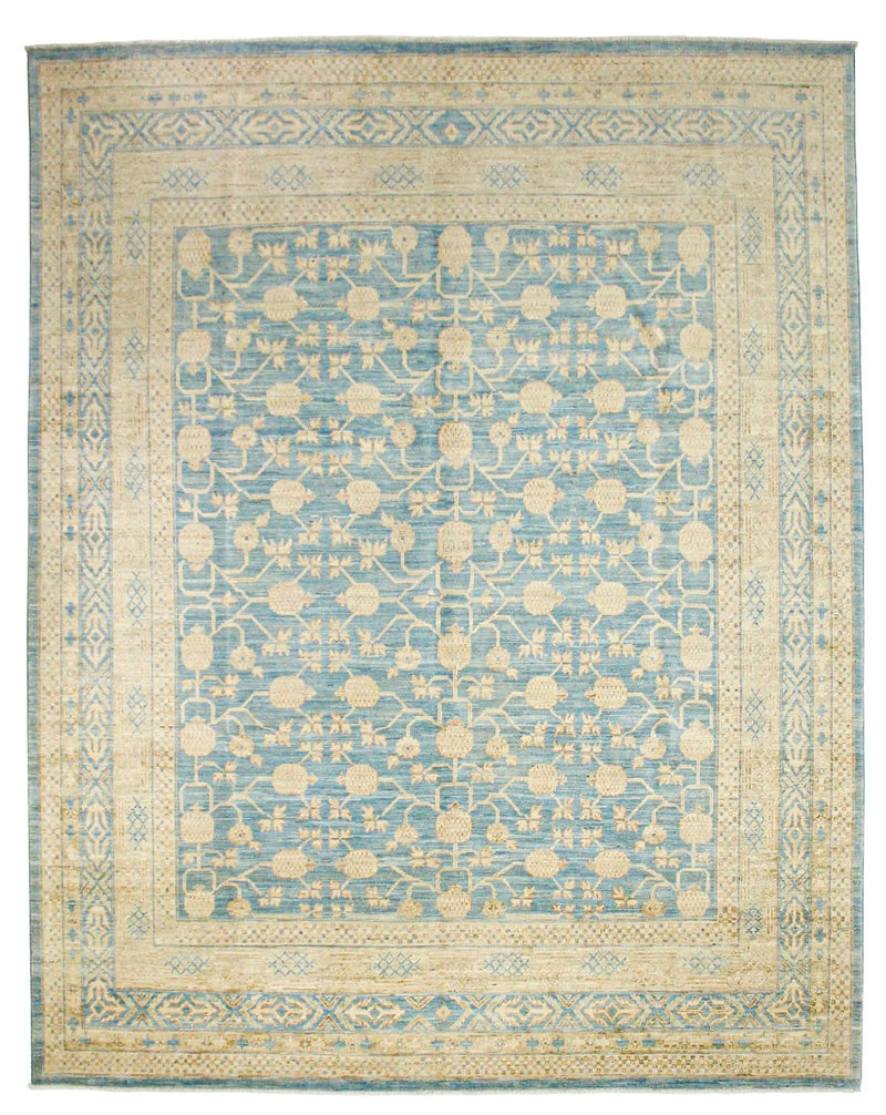 8x10 Blue and Beige Turkish Tribal Rug