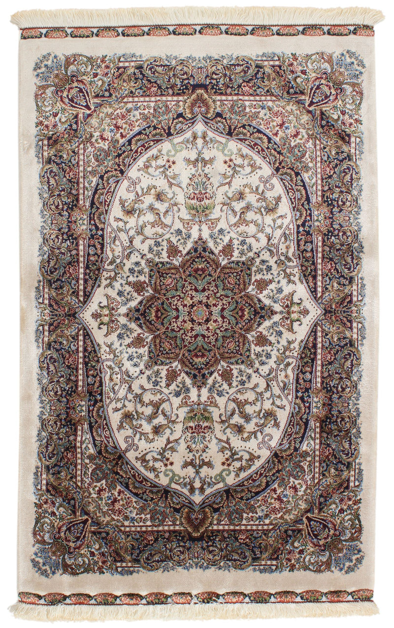 2x3 Ivory and Beige Turkish Antep Rug