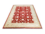 6x8 Red and Ivory Turkish Oushak Rug