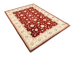 6x8 Red and Ivory Turkish Oushak Rug