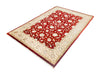 6x8 Red and Ivory Turkish Oushak Rug