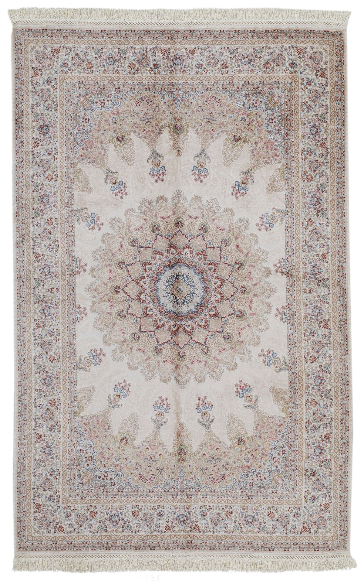 4x6 Ivory and Beige Turkish Antep Rug