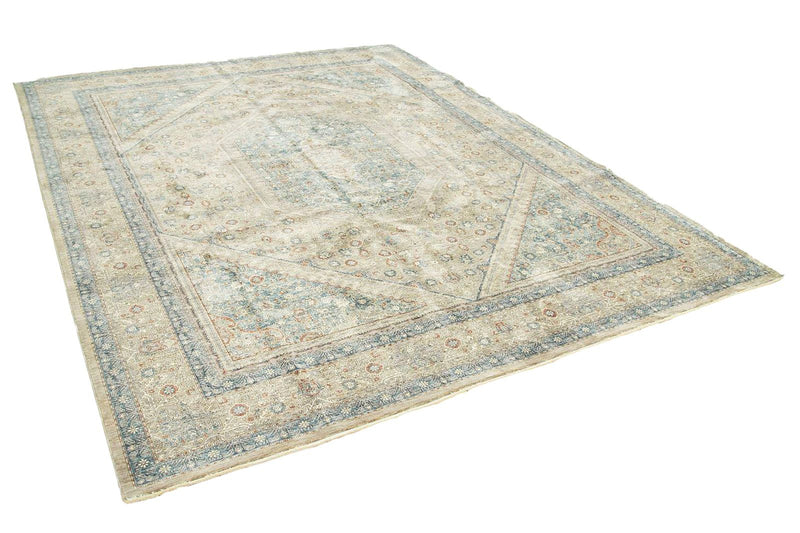 8x10 Ivory and Blue Turkish Antep Rug