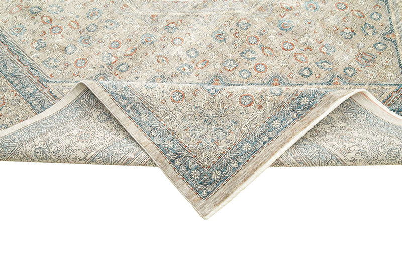 8x10 Ivory and Blue Turkish Antep Rug