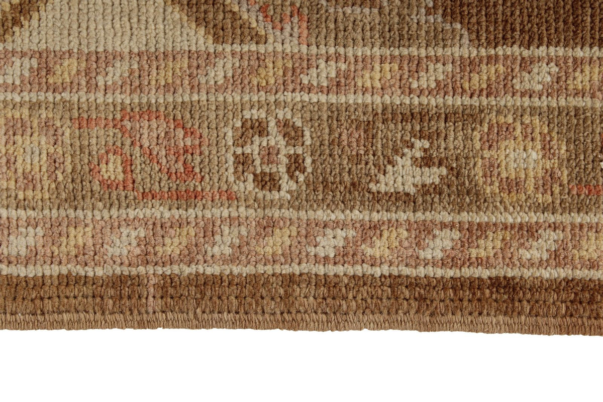 3x17 Brown and Beige Turkish Oushak Runner