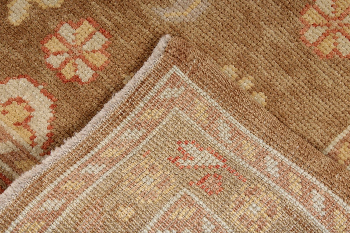 3x17 Brown and Beige Turkish Oushak Runner