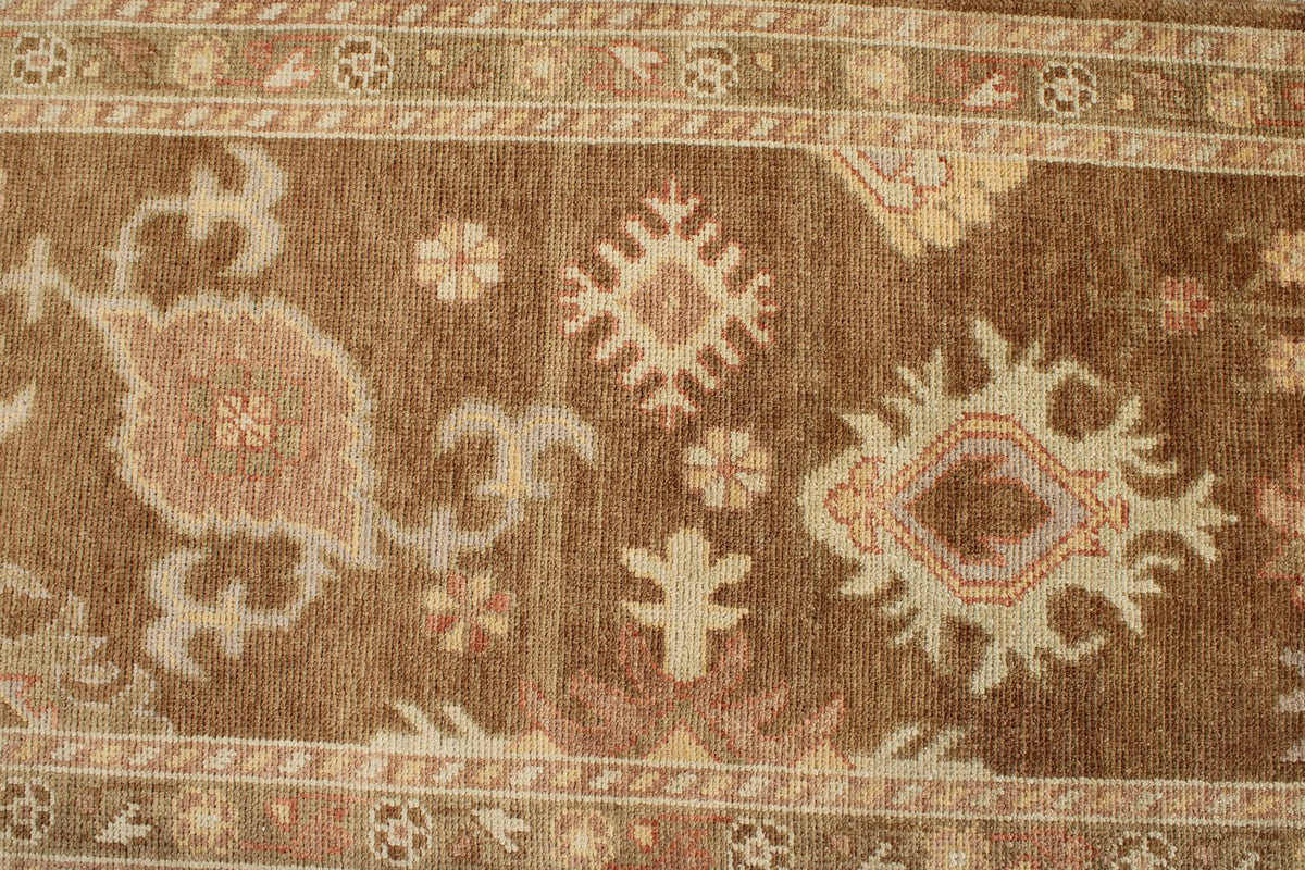 3x17 Brown and Beige Turkish Oushak Runner