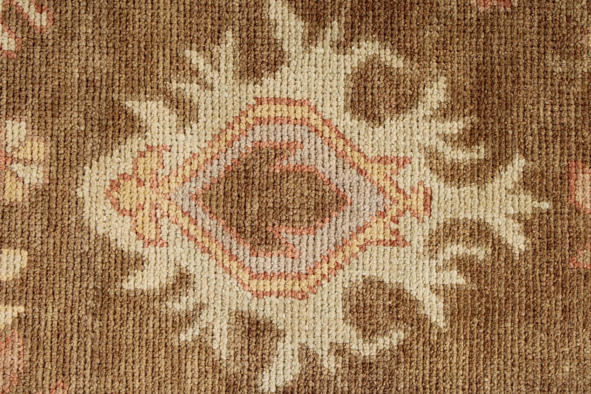 3x17 Brown and Beige Turkish Oushak Runner