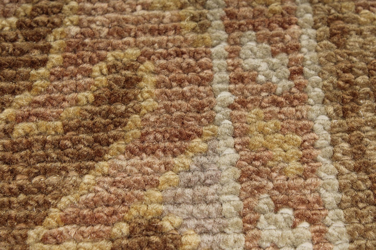 3x17 Brown and Beige Turkish Oushak Runner