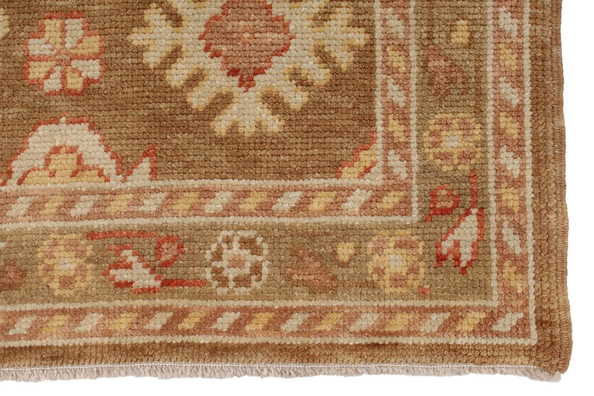 3x17 Brown and Beige Turkish Oushak Runner