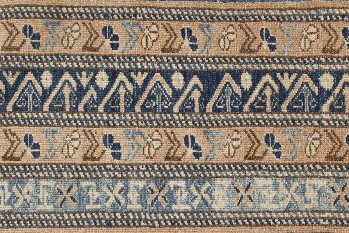 5x6 Beige and Blue Turkish Tribal Rug